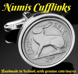 Coin Cufflinks - 3d Irish Hare (Logo 1)