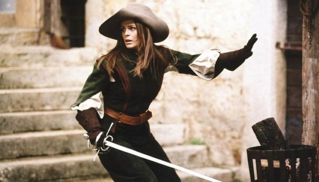 Lady musketeer. Note the doubled-over sleeves and long gloves